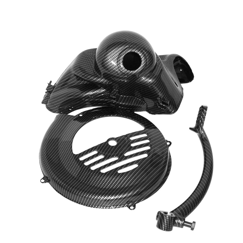 KIT Copriventola + Cuffia + Pedalina Vespa 50 - 110 Carbonio Lucido Carbon Look