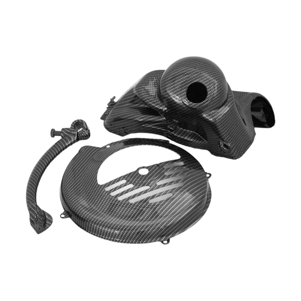 KIT Copriventola + Cuffia + Pedalina Vespa 50 - 110 Carbonio Lucido Carbon Look